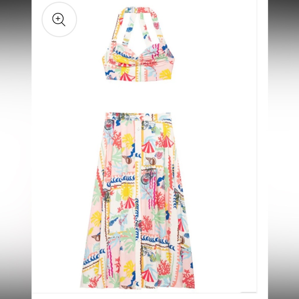 Zara high waist patchwork skirt and Halter Top set NWOT size M